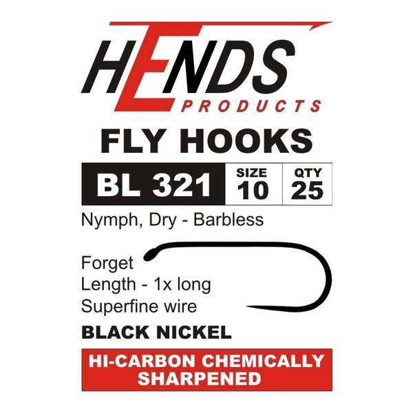 Hends Barbless Hooks BL 321 1X Long Dry/Light Nymph